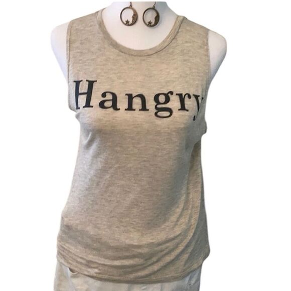 Dirtee laundry tan size small sleeveless “Hangry”knit top EUC - Picture 1 of 9